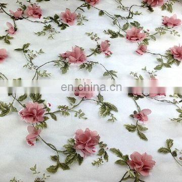 Pink Flower Organza Lace Fabric