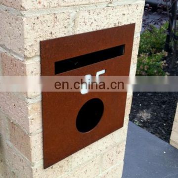 Customized wall mount corten steel rusty metal mailbox for apartment