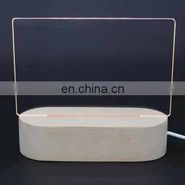 3D Creative Illusion Lamp Oval Wooden Base Holder DIY Blank Acrylic Shape