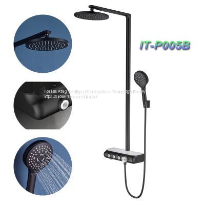NEW IT-P005 luxury black rain shower sets with bracket chrome colour 3 functions Foshan factory