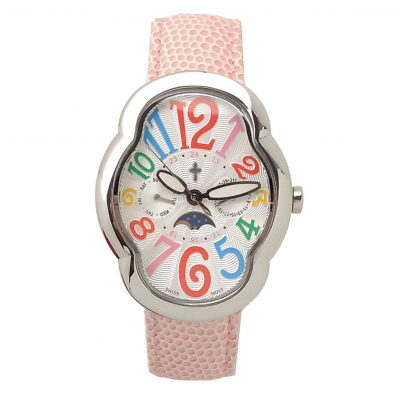 Stainless Steel Fashion Women Watches Lady Genuine Leather Strip Multi-Function Watch