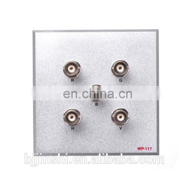 JS-WP117 Aluminium Alloy BNC*5 wall face plate socket outlet in 86*86mm