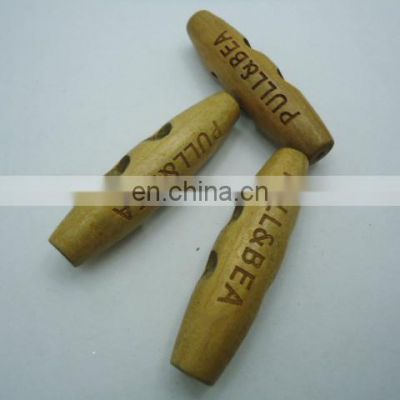 Engraved Personalused Custom Side Logo Shape Washable Coat Natural Wooden toggle Button