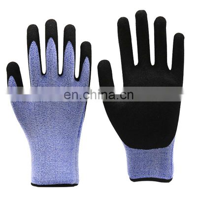 15g Household Safety Protective Nylon Spandex White Sandy Nitrile Dipping Safety Work Glove