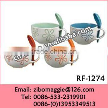 Oversized Ceramic Mug Spoon with Assorted Color for Promotion Coffee Mug Spoon