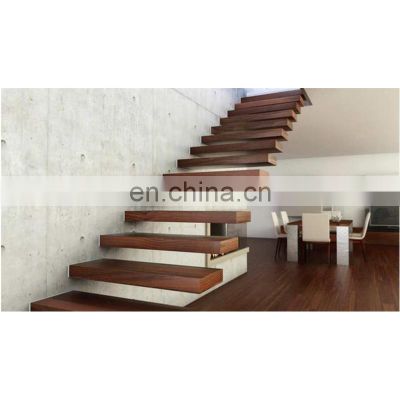 Invisible Wall Side Stringer Stairs Indoor Wood Staircase Design Diy Floating Stairs