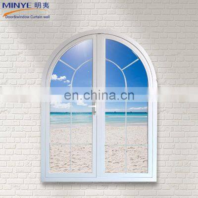 China Senior Supplier European Style Aluminum Arched Top Round Design Window Aluminum Swing Windows