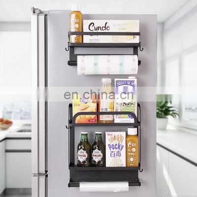 Amazon Hot Sale Magnetic Fridge Spice Rack Organizer Refrigerator Metal Wall Side Hanging Storage Rack