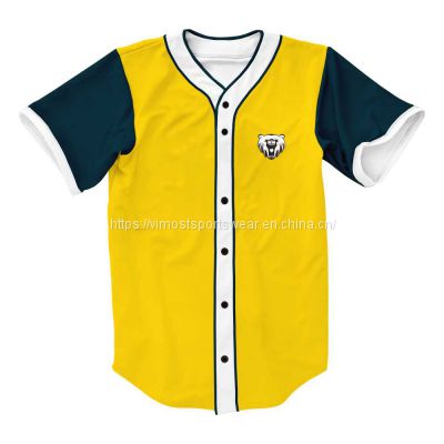 polyester sublimated baseball jersey with black short sleeves
