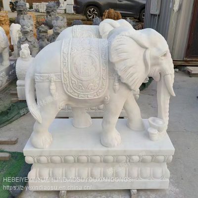 Stone carving elephant manufacturer, white jade carving elephant ornaments, direct sales, stone carving animal carving