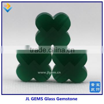Wholesale 4-Leaf Flower Green Colors Milk Glass Gemstone
