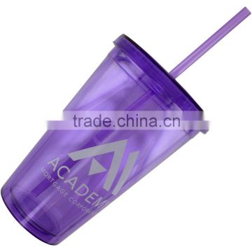16oz insulated plastic tumbler with straw and lid