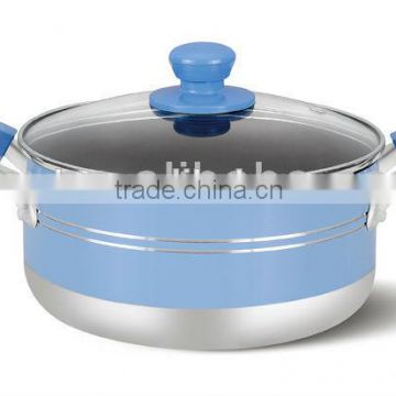 Aluminum Preesed sky blue Pots non-stick ceramic coating stock pot Noodle soup pot