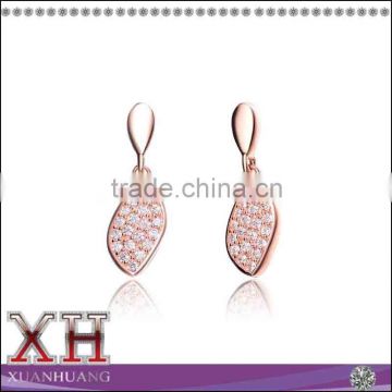 Beautiful Rose Gold Overlay Silver Cubic Zirconia Micro Pave Earrings