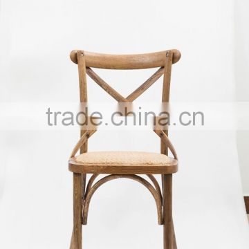 Popular wooden cross back cafe chair for wedding and banquet