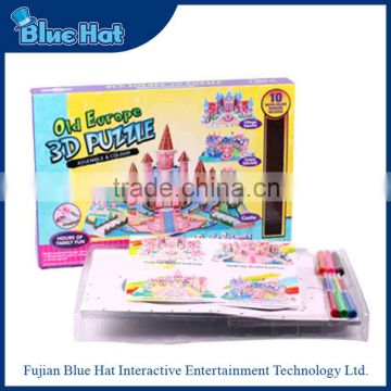 Hot selling 3d puzzle diy toy with water colour markers