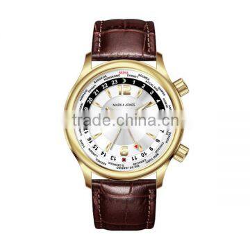 Automatic Two Time-Zones Moving Large 45mm Men Luxury Gold Watches