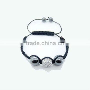 Slender Black Rope Bracelet Crystal Shamballa Bracelets KSHLXL-80