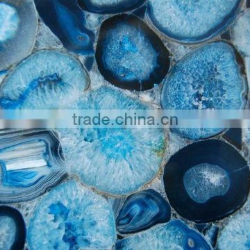 Blue Dyed Agate Gemstone Slabs , Natural Agate Stone Slab