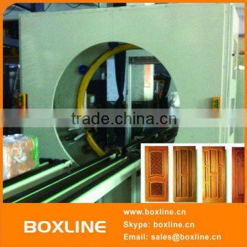 Orbital window door stretch wrapping machine