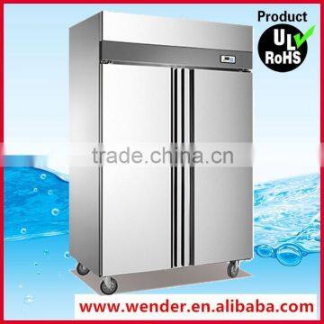 1000L 2 doors upright commercial stainless steel kitchen refrigerator