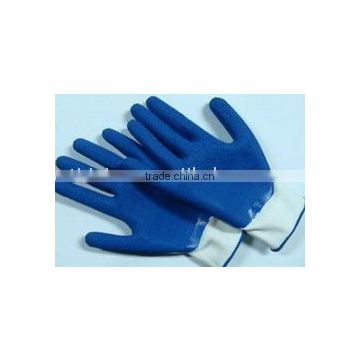 10 gauge cotton liner with blue crinkle latex palm on the coating / Latex / working / safety gloves