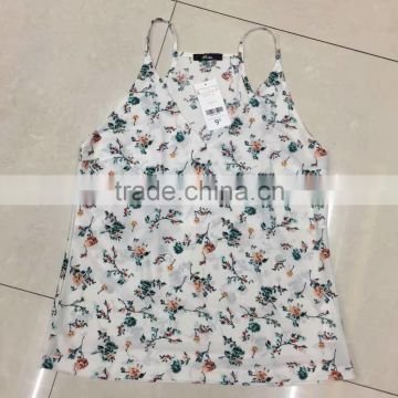Yiwu surplus inventories women fashion sexy flower printing tank top