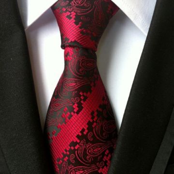Paisley Brown Mens Silk Necktie Self-fabric Standard Length