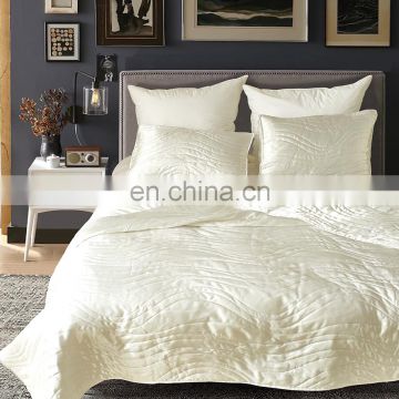 Home textile wholesale best price custom  white color Satin ultrasonic bed cover