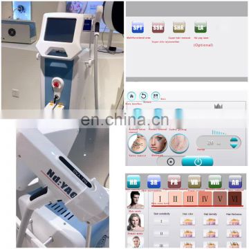 2 in 1 Qswitch ndyag tattoo removal +  ipl+opt+shr super hair removal machine