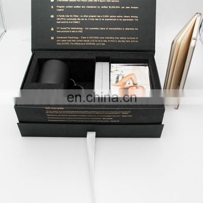 custom logo black large gift packaging promotion notebook gift set paper box with ribbon