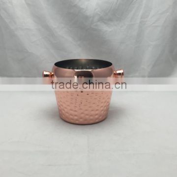 2L Hammered 304 stainless steel bucket, copper plated ice bucket, ice cooler ice pail, beer bucket