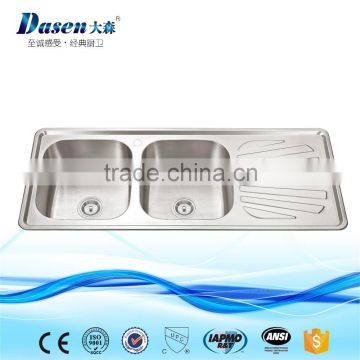 2016 Best Selling Home Double Bowl Inox Kitchen Sink With Drainboard