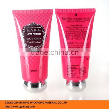Beautiful color cosmetic packaging tubes for body scrub 90ml