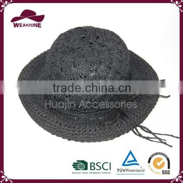 China straw bucket crocheted hat, 100% paper bucket straw hat