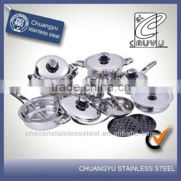 21 pcs accessory 0.5mm Thickness temperature kob stainless steel cookware set CYTG21-36-2