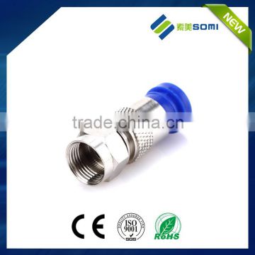 Brass / Alloy Zinc pcb mount right anlge f type female connector