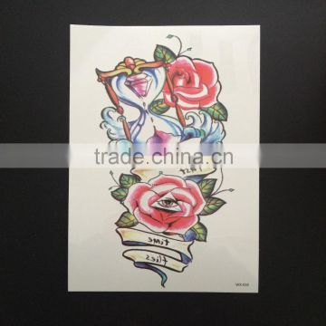 WX- 035 A5 Size Pretty Flower Tattoo Sticker/ Durable Waterproof CMYK Sticker