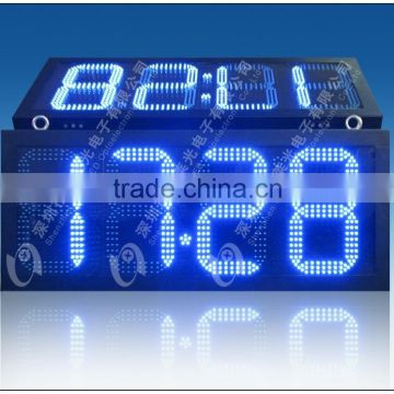 Outdoor double sides Led Display time and temp display red/green/blue/white/yellow 88:88:88 high resolution waterproof IP65!!!
