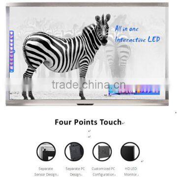 4 person can write at same time finger point touch smart board for teaching