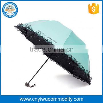 Promotional Popular Fancy yellow Straight manual open lady lace parasol umbrella