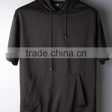 cotton mixed polyester premium quality cropped top black hoodie