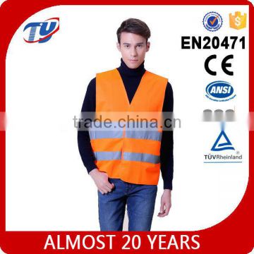 2017 fluorescent high-vis en471 orange traffic safety vest