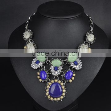 Multicolor big resin gems women statement necklace jewelry wholesale