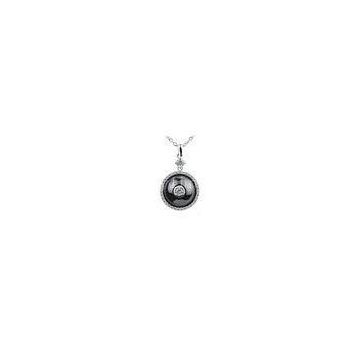 Black Ceramic Woman Rhodium Plated Silver Necklace For Anniversary , Lead Free CSP0613-3