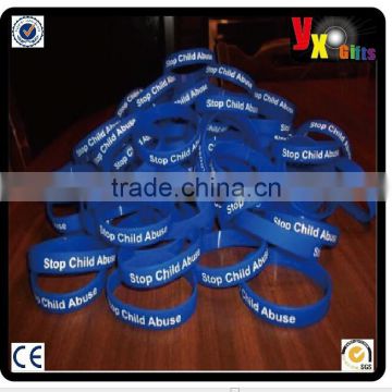 STOP CHILD ABUSE Blue Silicone Wristband Bracelet /love photo frame