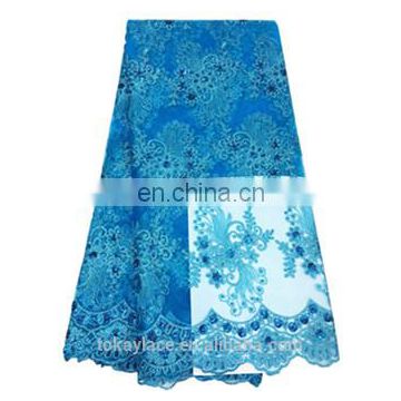 Fashion turquoise blue lace fabric for party