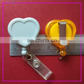 Heart shape plastic badge reel with belt clip