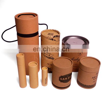 Custom cardboard tube for tea canister packaging box cylinder paper box with round hat lid