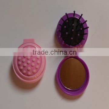 2015 hot sell children cute professional mini travel foldable hair brush with mirror
